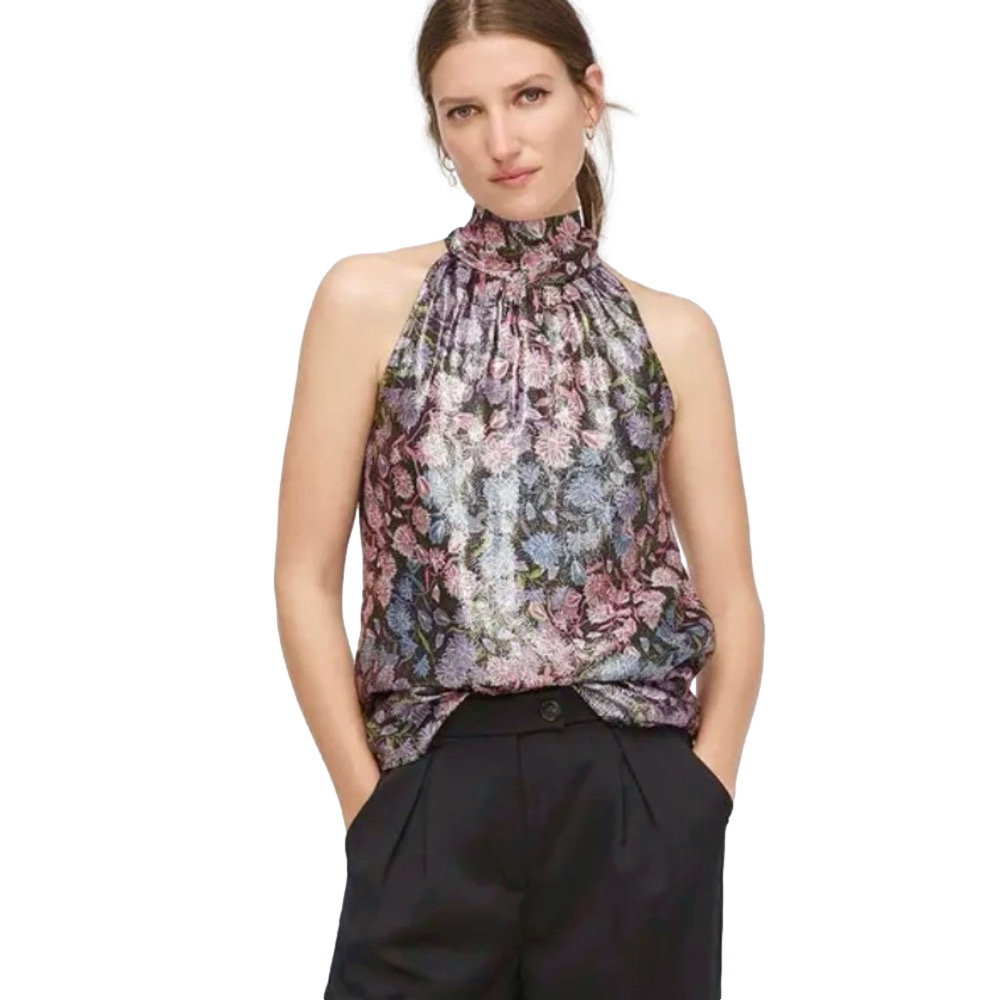 J. Crew metallic floral Reno top